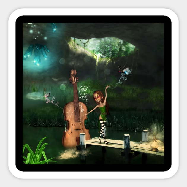 The mysterious Cave with  the wonderful of the Violin and dancing fairy Sticker by Nicky2342